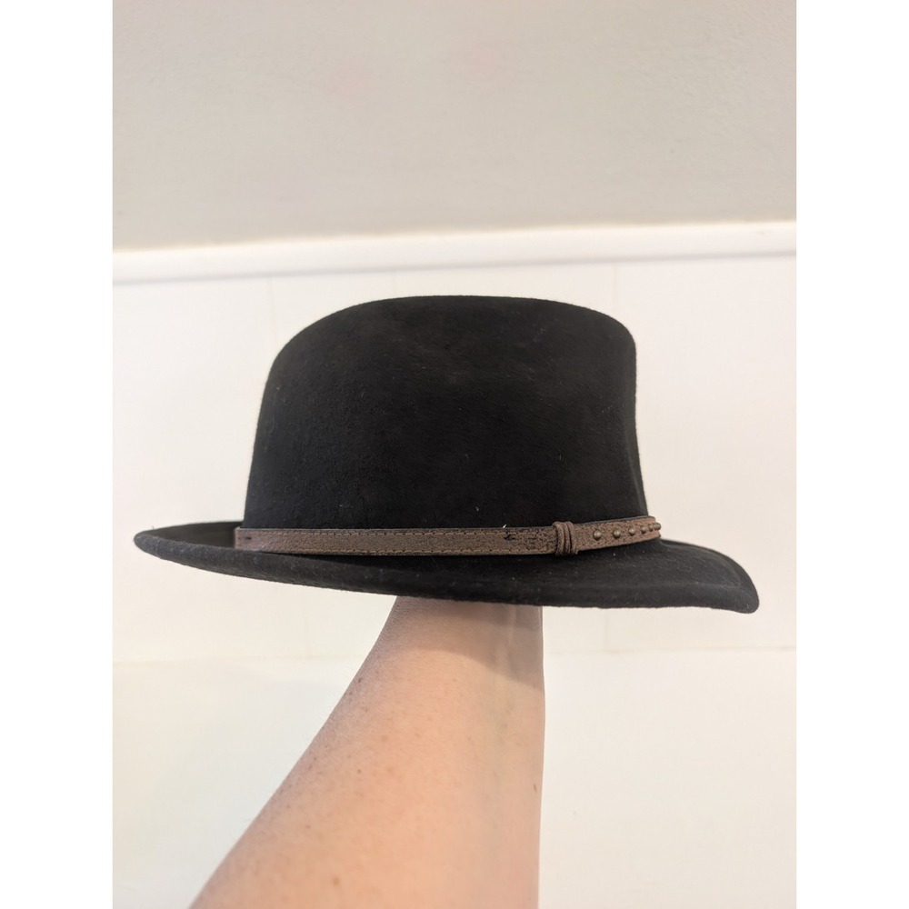 Harley Davidson Cowboy Hat Fedora Black Wool Felt Vintage USA Made Sz Small Band - Picture 2 of 16